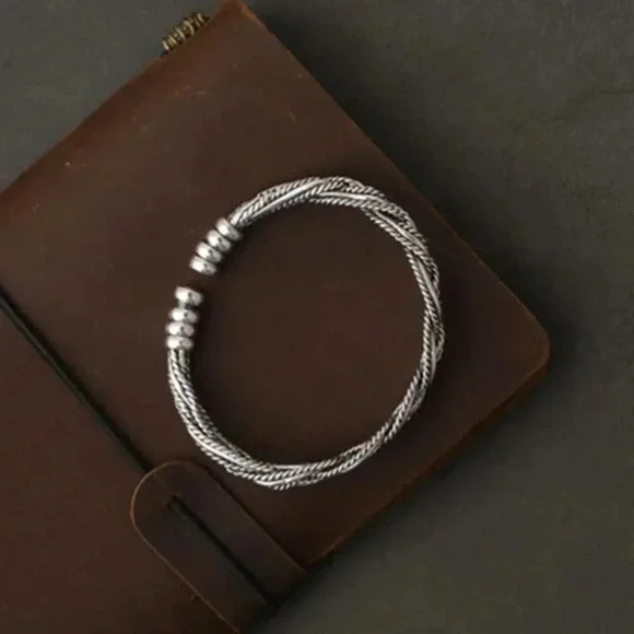 925 Sterling Silver Braided Modern Twist Cuff Bracelet Silver Bangle Bracelet - Picture 3 of 6